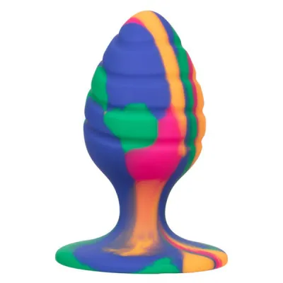 Cheeky Medium Textured Silicone Tie Dye Swirl Butt Plug