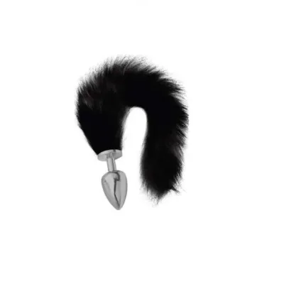 Juno Large Silver Plug with Long Black Tail