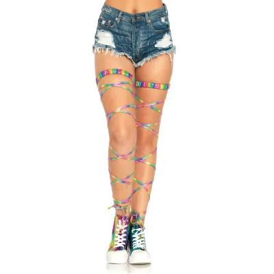 Lame Garter Leg Wraps One Size Rainbow