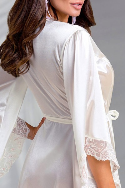 Casmir Inoe Lace & Satin Peignoir Robe