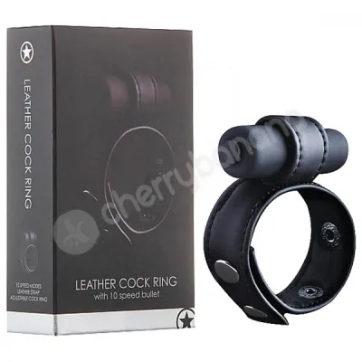 Ouch Black Leather Cock Ring