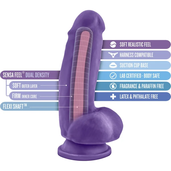 Au Naturel Bold Beefy 7 Inch Sensa Feel Dual Density Dildo By Blush - Purple