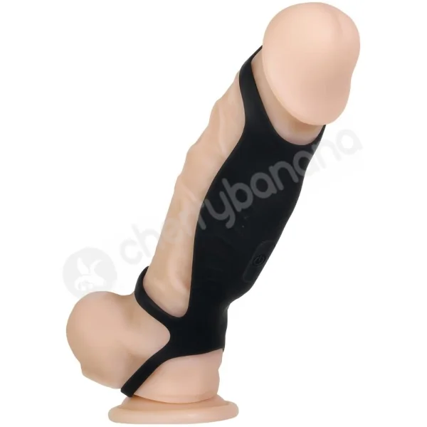 Gender X Rocketeer Black Vibrating Cock Sheath With Testicle Loops