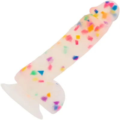 Addiction Party Marty 7 5 Silicone Suction Cup Dildo With Balls Frost Confetti