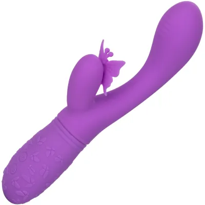 Rechargeable Butterfly Kiss Silicone Flutter Dual Stimulation Vibrator By CalExotics Purple