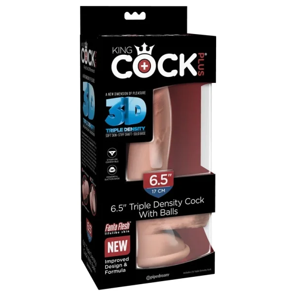 King Cock Plus 6.5" Triple Density Cock With Balls & Suction Cup Base - Vanilla