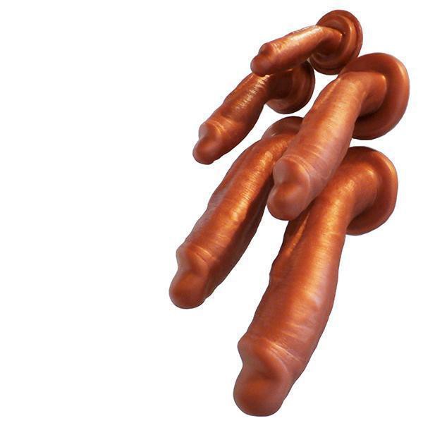 SquarePegToys® Leo Harness SuperSoft Bronze Silicone Dildo with SquarePegHole™