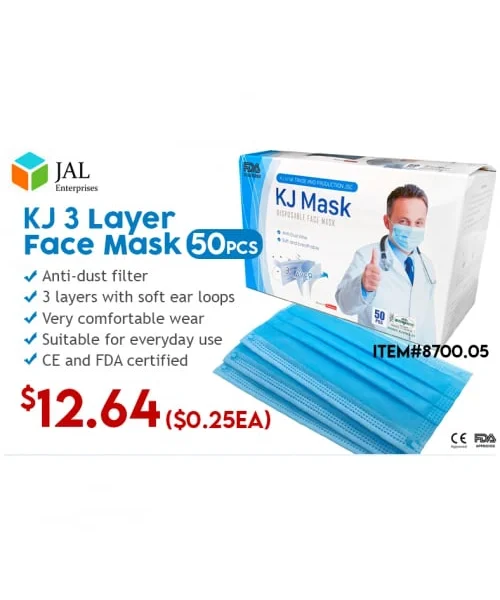 KJ Mask 3 Layer - 1 box (50pcs)
