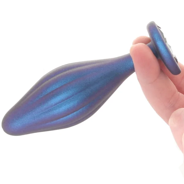 Anal Adventures Matrix Wavy Bling Silicone Butt Plug By Blush - Sapphire