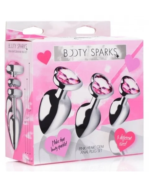 Pink Heart Gem Anal Plug Set