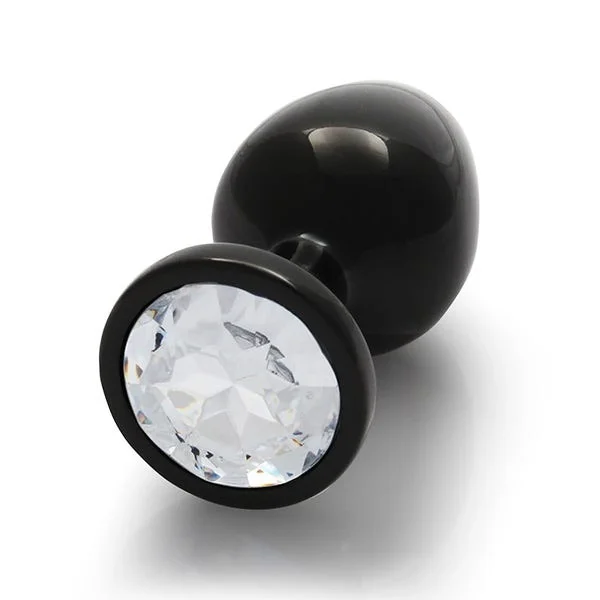 Ouch Clear Gem Metal Black Plug Medium