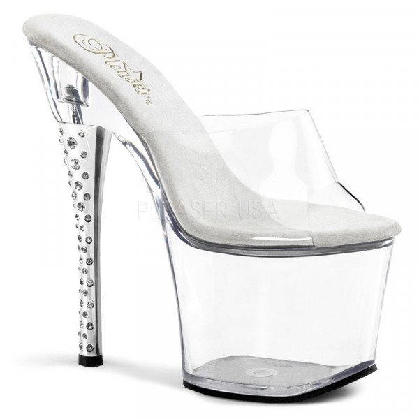DIAMOND-701 - 7" Rhinestone Imbedded Heel Platform Slide