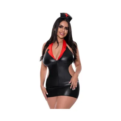 Magic Silk Dress Up Night Nurse Costume Black Queen Size