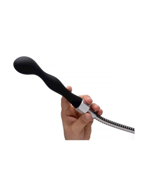 Premium Silicone Enema Attachment Set - Black - 9 Inch