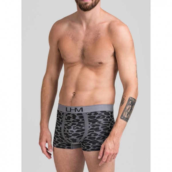 LHM Wild Thing Grey Leopard Print Seamless Boxer Shorts