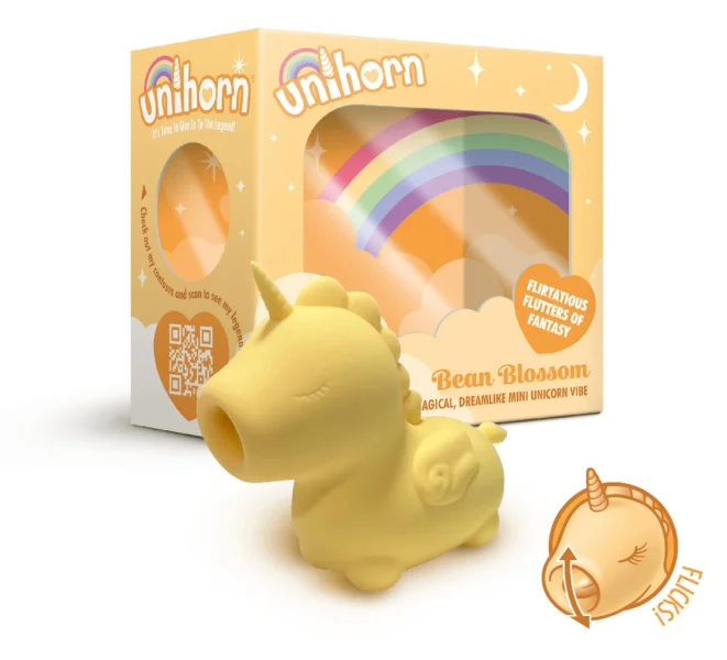 Unihorn Bean Blossom Flicking Silicone Clitoral Vibrator - Yellow