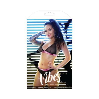 Vibes Fuck Cancer Bralette panty Blk L xl
