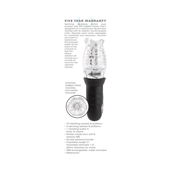 Sleeves:  Zero Tolerance Cyclone Rechargeable Vibrating Spinning Stroker Black Clear