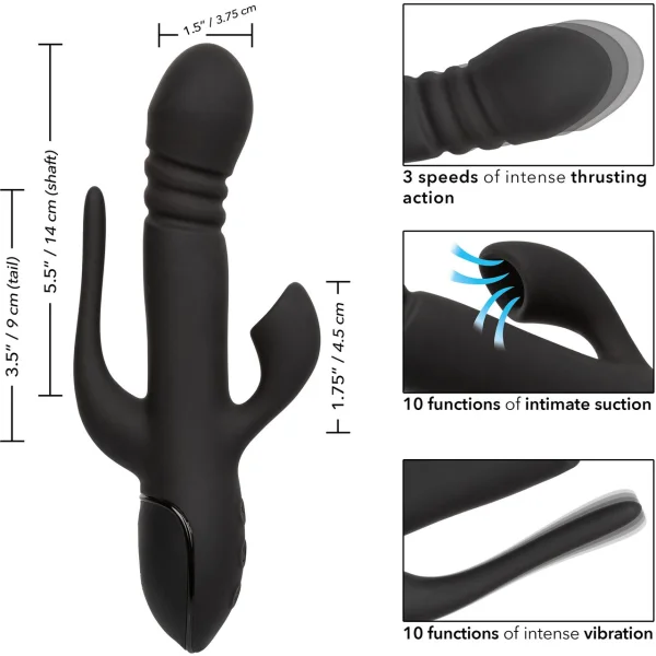 III Triple Euphoria Silicone Triple Stimulation Thrusting Vibrator With Clitoral Suction By CalExotics