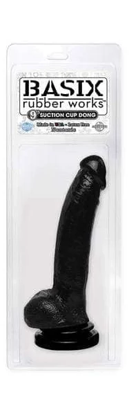 Basix Rubber Works 9 Inch Suction Cup Dong - Black