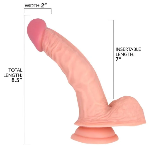 Pink B.O.B. 8" Curved Vibrating Dildo