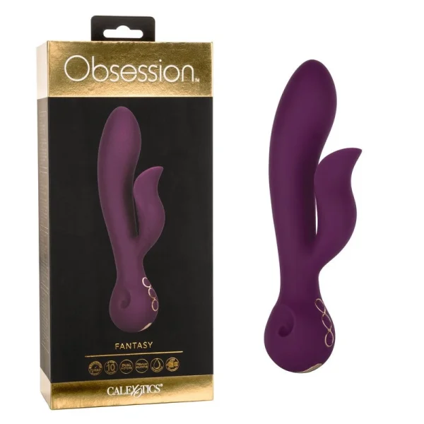 Obsession Fantasy Rechargeable Waterproof Silicone Rabbit Vibrator By CalExotics - Purple