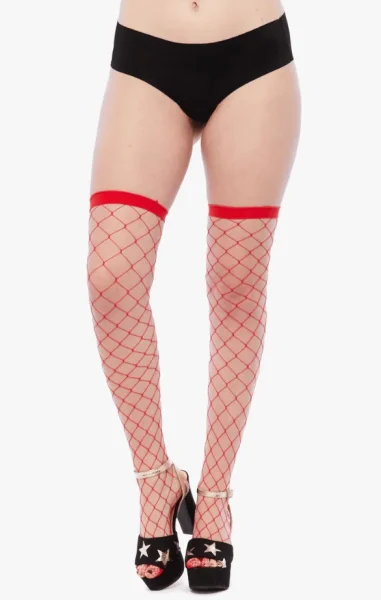 Diamond Wide Net Thigh High Stocking