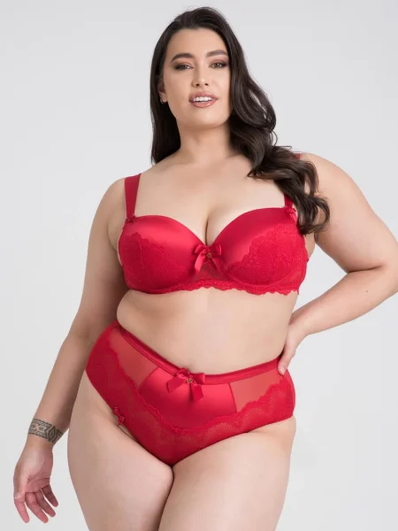 Lovehoney Plus Size Moonlight Desire Red Satin Bra Set