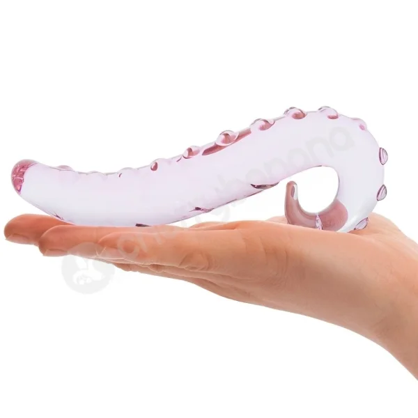 Glas Lick It 6" Pink Glass Curved Dildo With Pleasure Nubs
