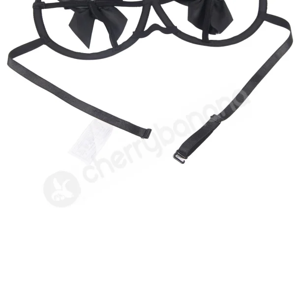 Cherry Banana Black Sexy Bow Underwire Bra & Panty Lingerie Set