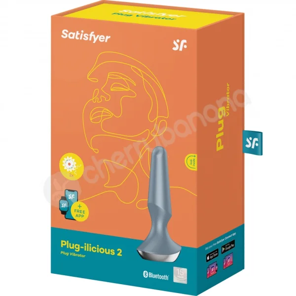 Satisfyer Plug-Ilicious 2 Grey 5.3" Vibrating App Controlled Butt Plug