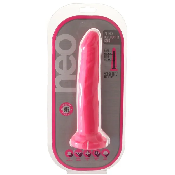 Neo - 7.5 Inch Dual Density Cock - Neon Pink