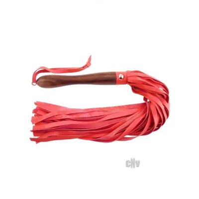Rouge Leather Flogger Wooden Handle Red