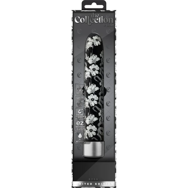 The Collection Eden Limited Edition Rechargeable Waterproof Slimline Vibrator By Blush - Black & White