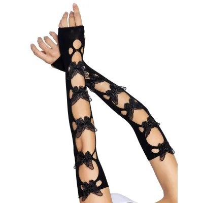Butterfly Cut Out Arm Warmers One Size Black