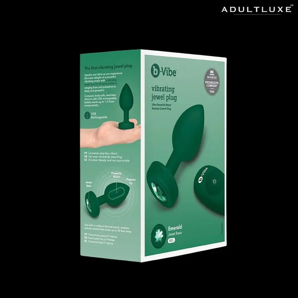 b Vibe Remote Control Vibrating Jewel Butt Plug Emerald — image 8 of 8
