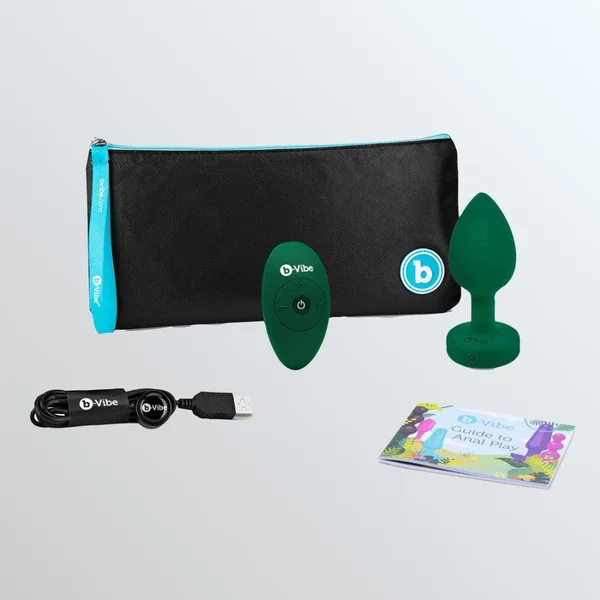 b Vibe Remote Control Vibrating Jewel Butt Plug Emerald — image 13 of 13