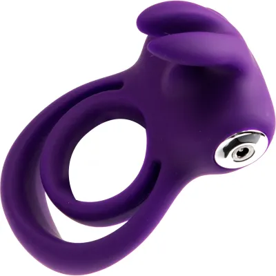 Thunder Bunny Rechargeable Silicone Dual Cock Ring By VeDO Deep Purple