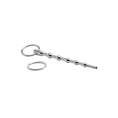 Kink Range Stainless Steel Beaded Penis Plug 5 1 Inch Silver
