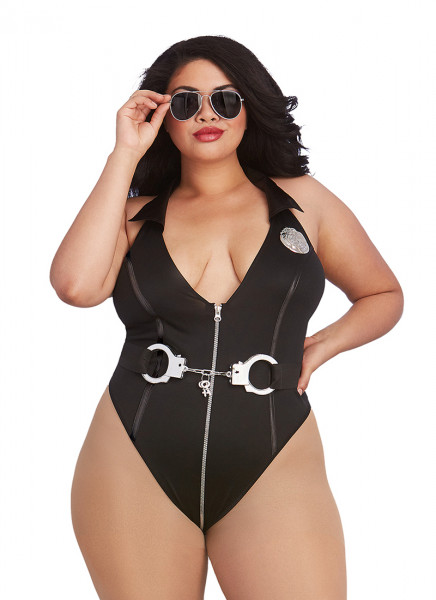 Dreamgirl Plus Size Multicoloured Cop-Themed Stretch Knit Teddy Bedroom Costume Play Set