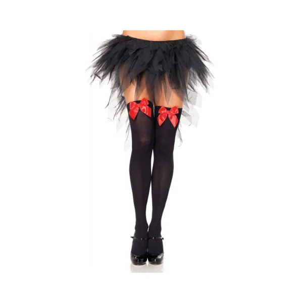Nylon Over The Knee W/bow O/s White/red — image 3 of 3