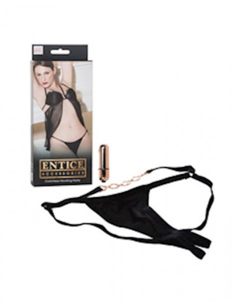 Entice Crotchless Vibrating Panty - Black