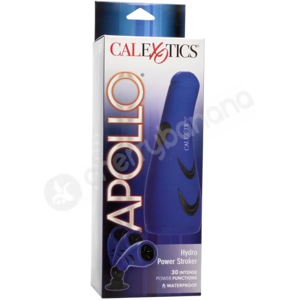 Apollo Hydro Power Vibrating Blue Stroker With Removable Suction Cup Base