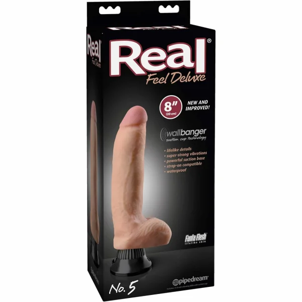 Real Feel Deluxe No. 5 - 8" Suction Cup Vibrating Dildo - Vanilla