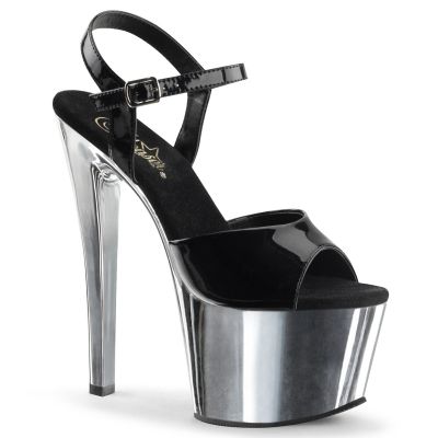 7 inches Heel 2 3 4 inches Chrome Plated PF Ankle Strap Sandal