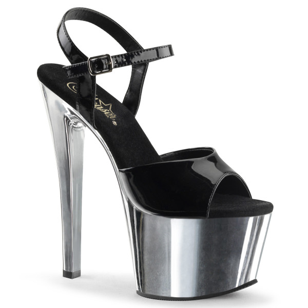7 inches Heel, 2 3/4 inches Chrome Plated PF Ankle Strap Sandal