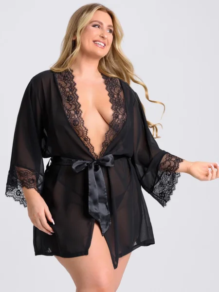 Lovehoney Plus Size Barely There Sheer Black Robe