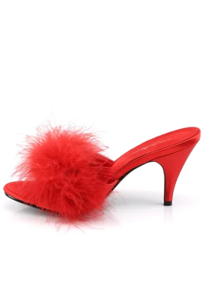 Amour 3" Heel Red Marabou Puff Slippers By Fabulicious by Pleaser