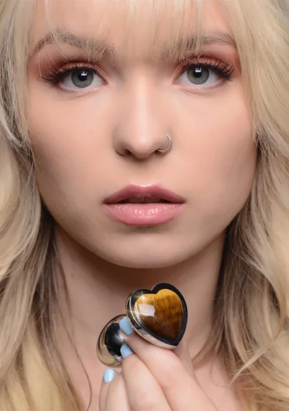 Booty Sparks - Gemstones Tiger's Eye Heart Medium Anal Plug