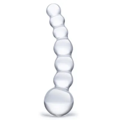 Glas 5 inch Curved Beaded Glass Dildo